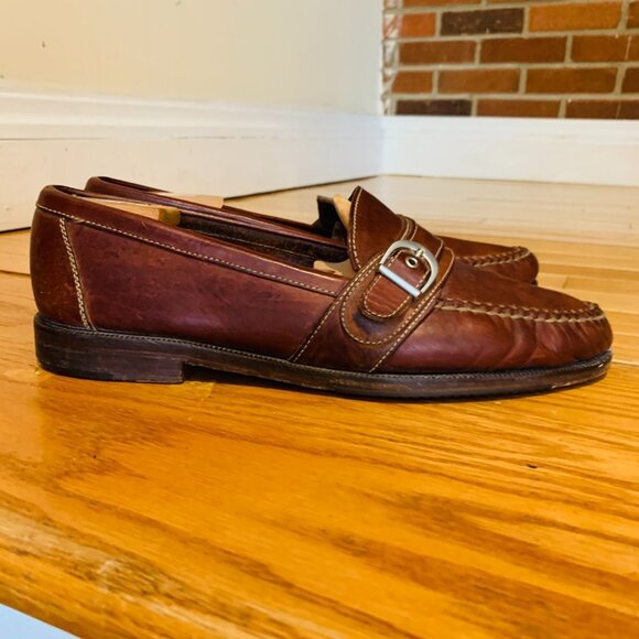 Cole Haan Mens Burgundy Cognac Leather Loafers Size US 10.5 M - Picture 3 of 14